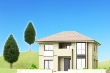 Küçük bir ev modelinin 3 boyutlu canlandırması