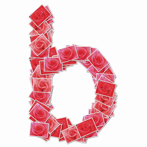 用红玫瑰纸牌制成的符号B — 图库照片