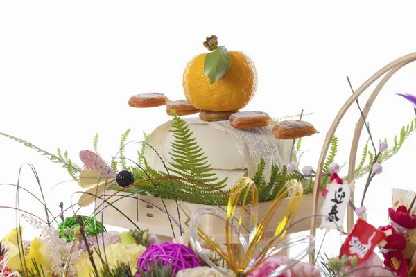Decoração Tradicional Ano Novo Japonês Kagamimochi Significado Japonês Celebração Parabéns — Fotografia de Stock