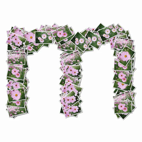 Symbol Made Playing Cards Pink Flowers — Stock Photo, Image