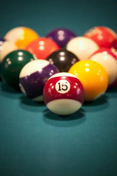 Biljartspel Spel Tafel Met Ballen — Stockfoto