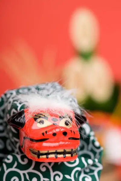 Japanische Tanzlöwe Puppe Auf Hintergrund — Stockfoto
