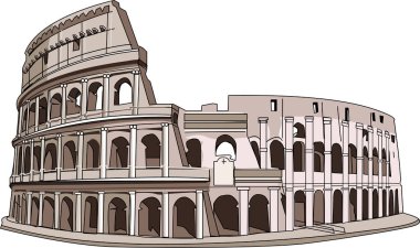 Roma 'daki kolezyumun çizimi. İtalya 'da. mimari