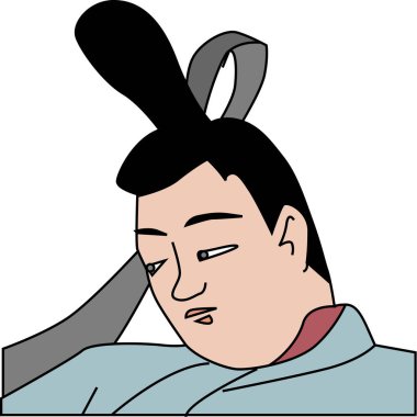 Beyaz arkaplanda izole edilmiş erkek çizgi film karakteri, Asyalı stilinde renkli çizimler.