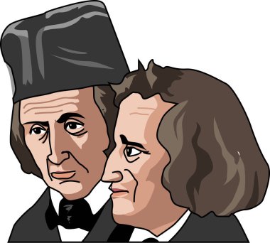 Ünlü Alman folkloristleri ve yazarları Grimm Kardeşler 'in grafik çizimi.