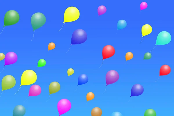 Palloncini Colorati Con Sfondo Cielo Blu — Foto Stock