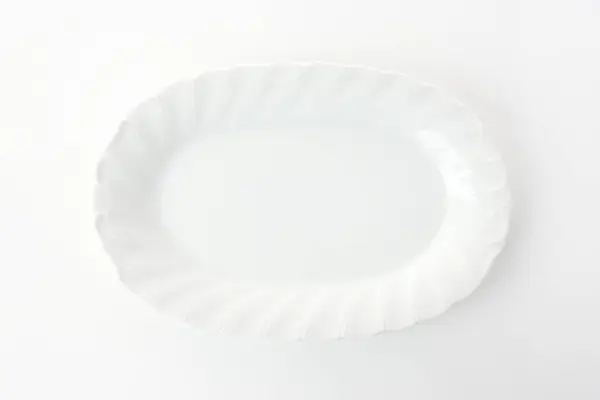 Κενό Λευκό Στρογγυλό Πιάτο Λευκό — Φωτογραφία Αρχείου