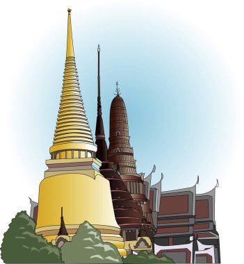 Bangkok, Tayland 'daki Büyük Saray ve Wat Phra Kaew tapınağı.