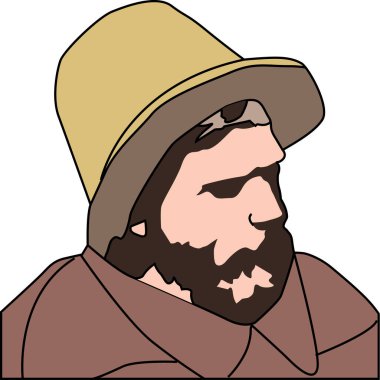 Sakallı bir adamın karikatür çizimi. Portre sanatını kapat. 
