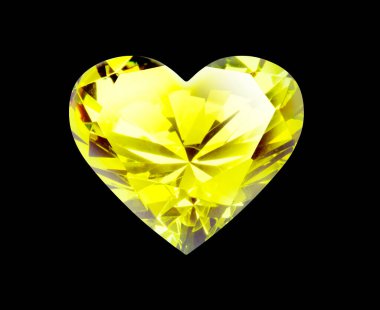 Siyah arkaplanda sarı elmas kalp süslemesi