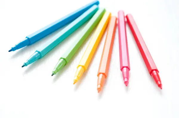Colored Felt Tip Pens Isolated White Background — Stock Photo, Image