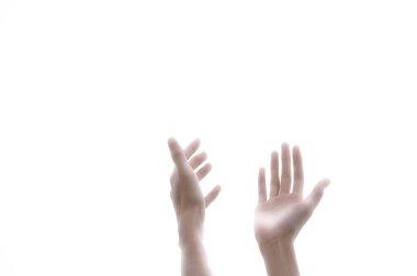 Beyaz arkaplanda izole edilmiş iki el