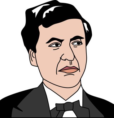 Beyaz arkaplanda izole edilmiş erkek çizgi film karakteri, Asyalı stilinde renkli çizimler.