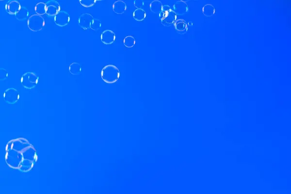 Soap Bubbles Blue Background Close — Stock Photo, Image