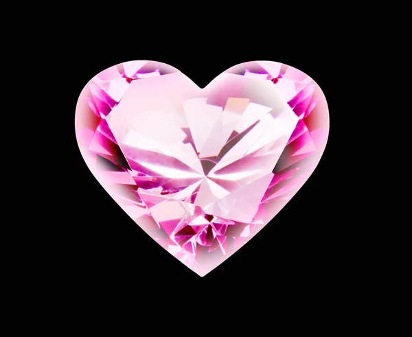 Diamante Forma Corazón Aislado Sobre Fondo Negro —  Fotos de Stock