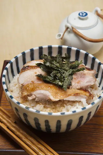 Japon Mutfağı Tabakta Pilav Var — Stok fotoğraf
