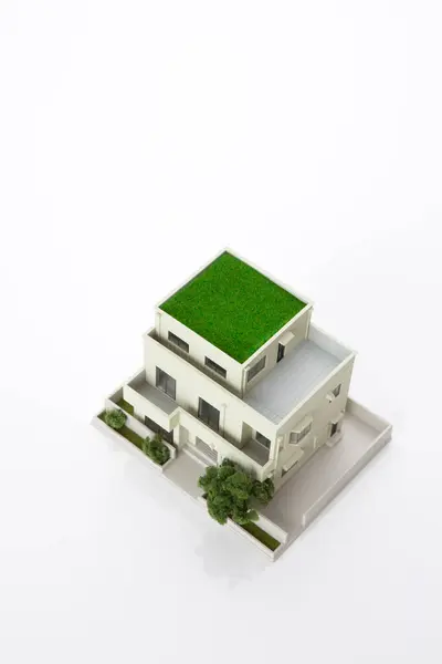 Kis Modell Ház Fehér Háttér Jelzálog Koncepció — Stock Fotó