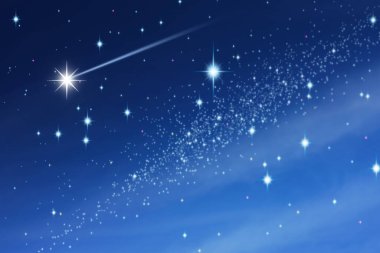 Yıldızlı mavi arkaplan ve bokeh