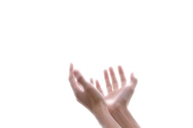 Beyaz arkaplanda izole edilmiş iki el