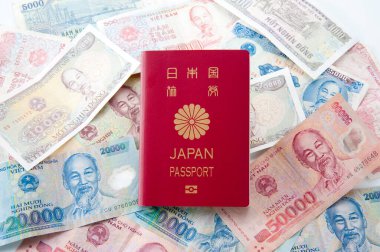 Beyaz arkaplanda pasaport ve banknotlar 