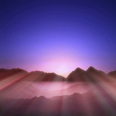 Dağlarda güzel bir gün batımı   