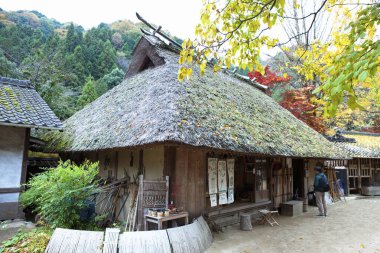 Geleneksel Japon mimarisinin huzurlu sokak manzarası
