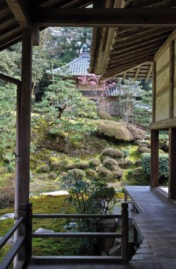 Takidan-ji tapınağının bahçesi, Fukui, Japonya