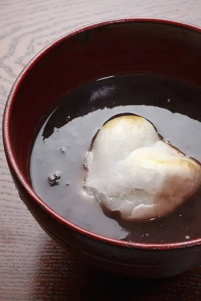 Японская Кухня Shiruko Shiruko Сладкий Суп Бобами Адзуки Рисовый Торт — стоковое фото