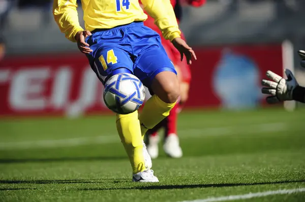 Brazilian Soccer Football Football Player Ball Action Soccer Match — Stock Photo, Image
