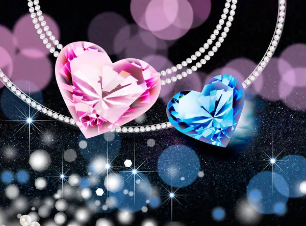 Brillante Collar Corazones Diamantes Joyas Lujo — Foto de Stock