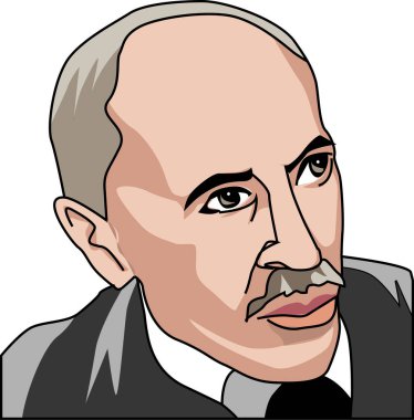Beyaz arkaplanda izole edilmiş erkek karakterin portresi