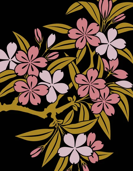 Naadloos Patroon Met Bloeiende Bloemen Sakura Boomtakken — Stockfoto