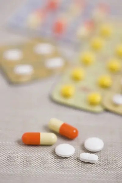 Medical Pills Capsules Background Close — Stock Photo, Image