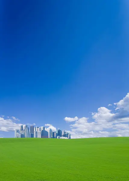 Vihreä Kenttä Taivas Pilvillä — kuvapankkivalokuva