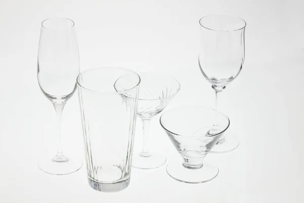 set of empty glass isolated on white