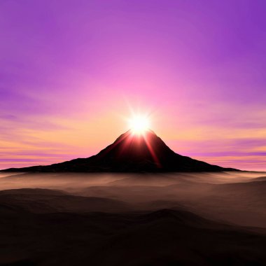 Dağlarda güzel bir gün batımı   