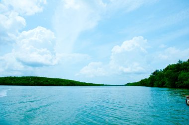 Bulutlu güzel nehir manzarası 