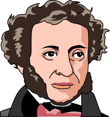 Puşkin. kapak portresi, karikatür çizimi 