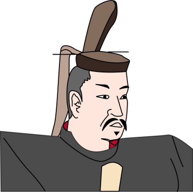 Geleneksel kıyafet giyen Japon adamın karikatür çizimi 
