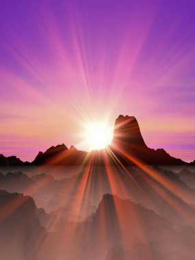 Dağlarda güzel bir gün batımı   