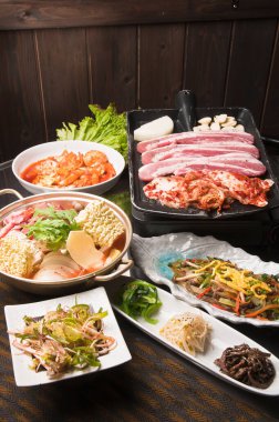 Lezzetli Asya yemekleri. Yakın çekim.