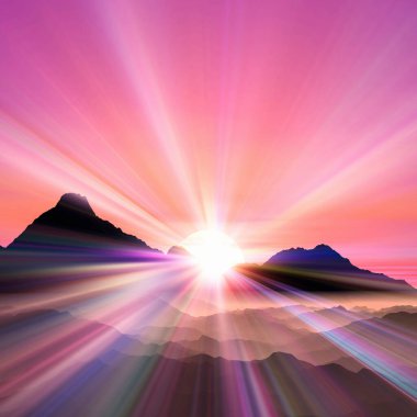 Dağlarda güzel bir gün batımı   