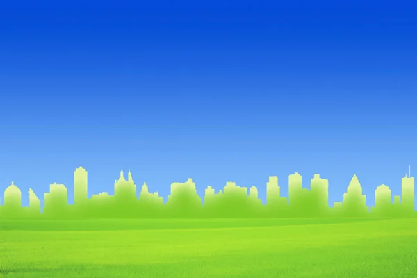 Illustrazione Dello Skyline Della Città Contro Cielo Blu — Foto Stock