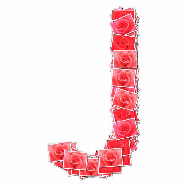 赤いバラのトランプで作られたシンボルJ — ストック写真