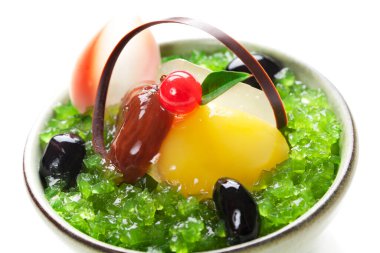 Japon tatlısının yakın plan görüntüsü.