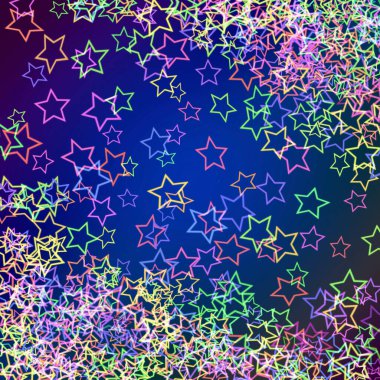 Koyu mavi arkaplanda renkli yıldızlar