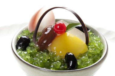 Japon tatlısının yakın plan görüntüsü.