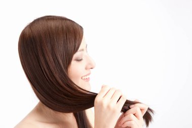 Asyalı güzel bir kadının portresi.  