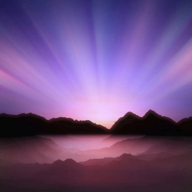 Dağlarda güzel bir gün batımı   