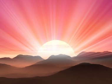 Dağlarda güzel bir gün batımı   